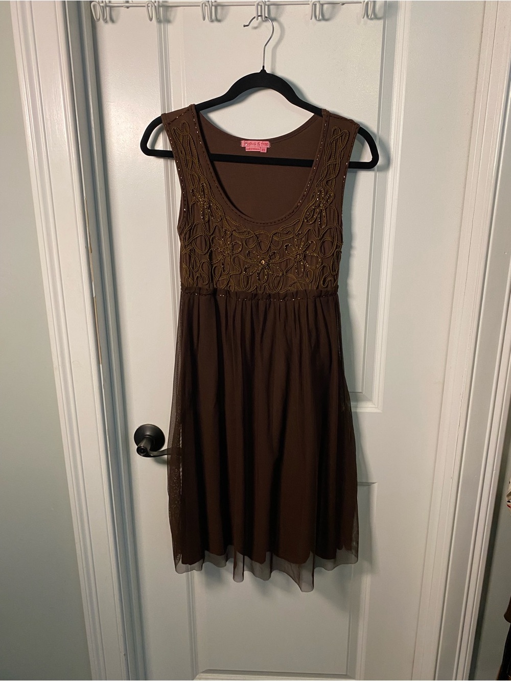 Joyous & Free Mesh Overlay Beaded Dress